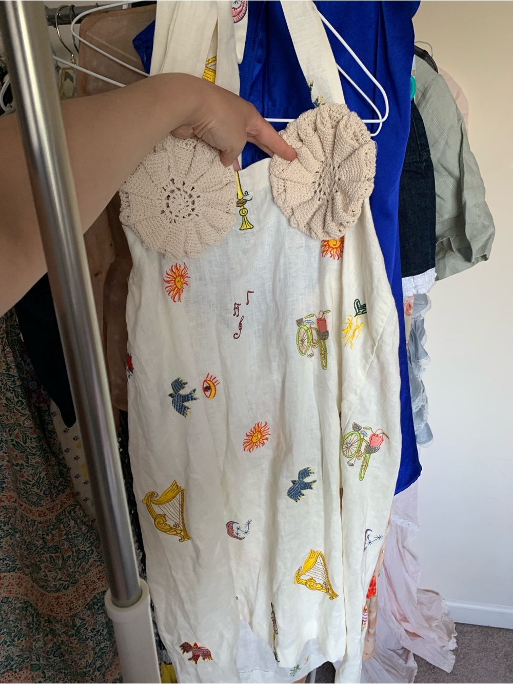 NWOT Crochet-Bust Embroidered Midi Dress